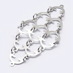 925 Sterling Silver Links, Platinum, 55.5x25x4mm, Hole: 1mm(STER-F036-11P)