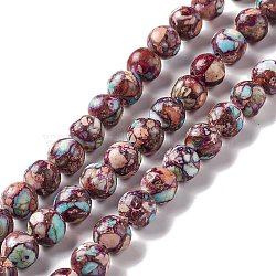 Natural Imperial Jasper Beads Strands, Dyed, Round, Rosy Brown, 8mm, Hole: 1.4mm, about 47~48pcs/strand, 14.96~15.16 inch(38.5cm)(G-K327-02A)