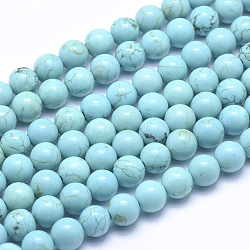 Natural Howlite Beads Strands, Dyed & Heated, Round, 8mm, Hole: 1mm, about 50pcs/strand, 15.7 inch(40cm)(X-TURQ-G148-07-8mm)
