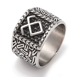 Viking 304 Stainless Steel Rune Finger Rings, Wide Band Rings for Mens Womens, Antique Silver, US Size 9(18.9mm)(RJEW-U005-09A-AS)