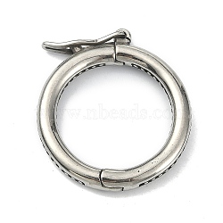Tibetan Style 316 Surgical Stainless Steel Twister Clasps, Ring, Antique Silver, 28x3.3mm(STAS-E191-07AS-01)