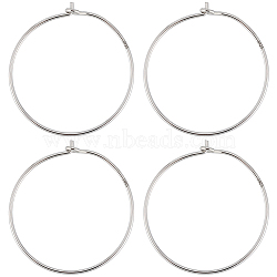 3 Pairs Rhodium Plated 925 Sterling Silver Hoop Earring Findings, Wine Glass Charm Rings, with 1Pc Suede Fabric Square Silver Polishing Cloth, Real Platinum Plated, 25x0.7~3mm(STER-BBC0006-48B-P)