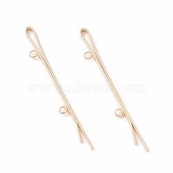 Iron Hair Bobby Pin Findings, with 2-Loops, Light Gold, 60x2.5x7mm, Hole: 2.5mm(IFIN-B127-02KCG)