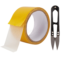 Adhesive Patch Tape, Floor Marking Tape, with Sharp Steel Scissors, Gold, Tape: 50x0.2mm, about 10m/roll, 1 roll, Scissors: 10.6x2.2x1cm, 1pc(DIY-CP0010-51)