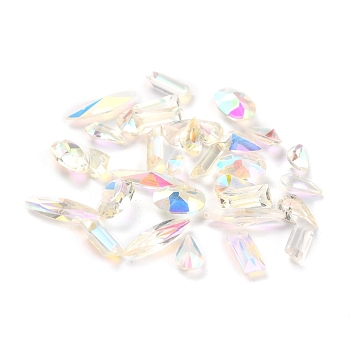 (Defective Closeout Sale: Yellowing) Pointed Back Resin Rhinestone Cabochons, Nail Art Decoration Accessories, Drop, Clear AB, 5.5~10.5x2.8~4.8x2.3~3mm