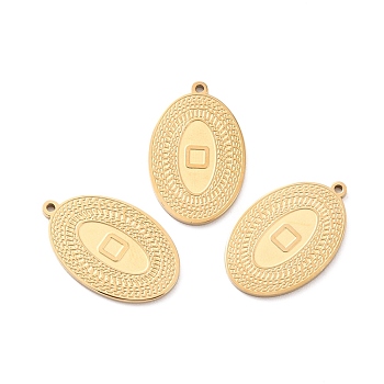 Ion Plating(IP) 316 Surgical Stainless Steel Pendants, Manual Polishing, Oval, Golden, 19.5x12.5x1mm, Hole: 0.9mm