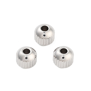 Non-Tarnish 201 Stainless Steel Beads, Round, Stainless Steel Color, 5x4.5mm, Hole: 1.6mm