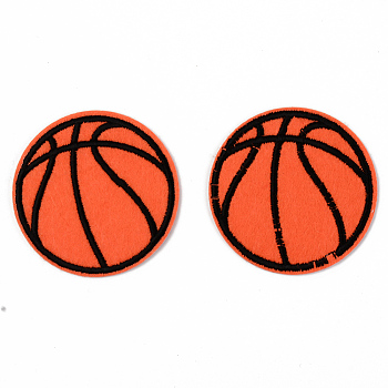 Computerized Embroidery Cloth Iron on/Sew on Patches, Appliques, Costume Accessories, Basketball, Coral, 59x1mm