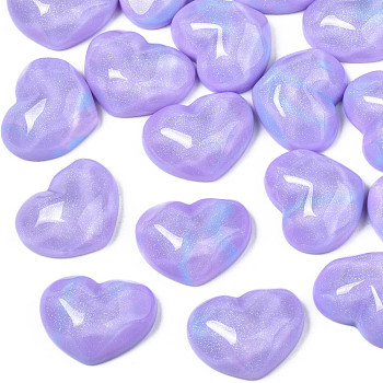 Transparent Resin Cabochons, Water Ripple, Heart, Medium Purple, 17x21x7.5mm