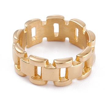 Ion Plating(IP) Unisex 304 Stainless Steel Finger Rings, Wide Band Rings, Curb Chain Shape, Golden, Size 7, 7.5mm, Inner Diameter: 17.2mm