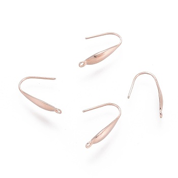 316 Surgical Stainless Steel Earring Hooks, Ear Wire, with Vertical Loop, Rose Gold, 20x4.5x1mm, Hole: 1.2mm, 20 Gauge, Pin: 0.8mm