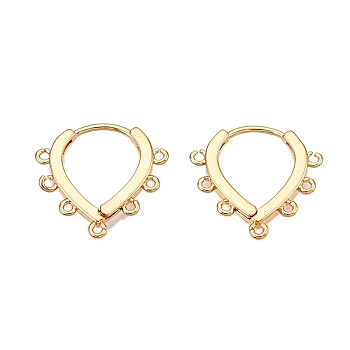 Brass Hoop Earrings Findings, Real 18K Gold Plated, 17x17x2mm, Hole: 0.9~1mm, Pin: 1mm