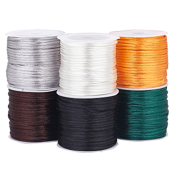 Elite 6 Rolls 6 Colors Nylon Rattail Satin Cord, Beading String, for Chinese Knotting, Jewelry Making, Mixed Color, 1.5mm, about 16.4 yards(15m)/roll, 1 roll/color