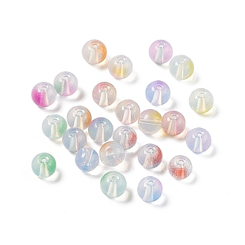 Transparent Baking Painted Glass Beads, Imitation Opalite, Round, Mixed Color, 8x7mm, Hole: 1.5mm