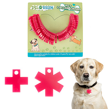Transparent Blank Acrylic Pet Dog ID Tag, for Puppy Collar Pendant, Star of Life & Cross, Crimson, 20~25x20~25x3mm, Hole: 3mm, 2 style, 20pcs/style, 40pcs/set