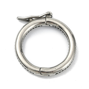 Tibetan Style 316 Surgical Stainless Steel Twister Clasps, Ring, Antique Silver, 28x3.3mm