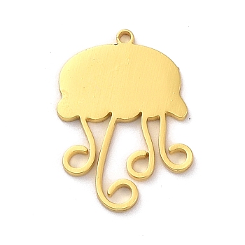 201 Stainless Steel Pendants, Jellyfish Charm, Golden, 19x14x1mm, Hole: 1mm