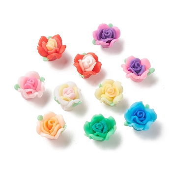 Handmade Polymer Clay Beads, Rose, Mixed Color, 9.5~11x15~16x14~17mm, Hole: 1.4~2mm