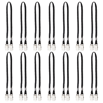 14Pcs Polyester Hat Clips, Hat Retainer, Coil Safety Wind Lanyard, with Iron Clip, Black, 390x7mm, 14pcs/set