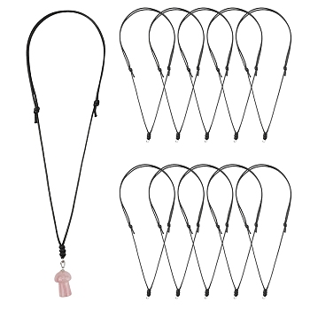 30Pcs Adjustable Waxed Polyester Cord Necklace Making, with 304 Stainless Steel Jump Rings, Stainless Steel Color, Black, 26.77 inch(68cm)