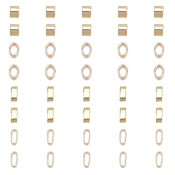 40Pcs 2 Styles Brass Slide Charms/Slider Beads, For Leather Cord Bracelets Making, Oval, Real 18K Gold Plated, 5~9x3.5~6x3.5~4.5mm, Hole: 2.5~3x5~7mm, 20pcs/style
