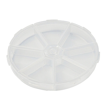 7 Grids Flat Round Polypropylene(PP) Bead Storage Containers, with Hinged Lid, for Jewelry Small Accessories, Clear, 10.15x1.45cm