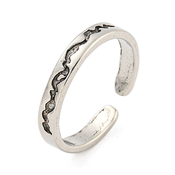 Alloy Cuff Rings for Women Men, Antique Silver, 3mm, US Size 7 1/4(17.5mm)