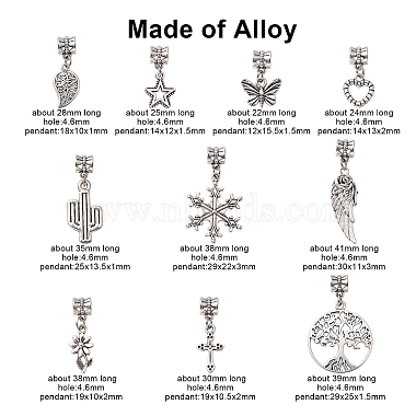 50個 10 スタイル チベット スタイル 合金 ヨーロッパ ダングル チャーム(PALLOY-CJ0002-74)-2