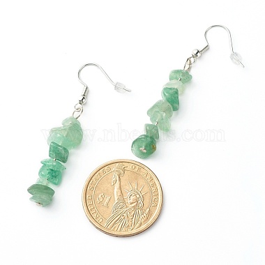 Natural Green Aventurine Chip Beads Dangle Earrings(EJEW-JE04649-03)-3