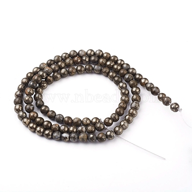 天然石パイライトビーズ連売り(G-G839-01-4mm)-2