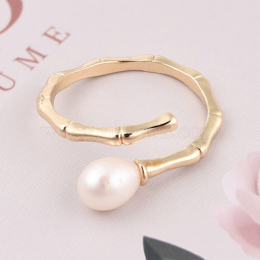 Natural Pearl Beaded Open Cuff Rings(RJEW-T026-06G)-3