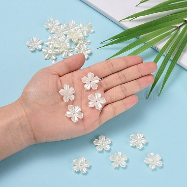 5-Petal Flower ABS Plastic Imitation Pearl Bead Caps(X-OACR-R016-21)-5