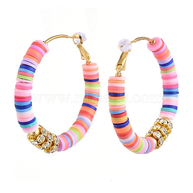 Heishi Beaded Hoop Earrings(EJEW-JE04081)-2