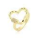 Heart Brass Micro Pave Clear Cubic Zirconia Open Cuff Rings(RJEW-G309-13G)-1