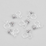 304 Stainless Steel and Plastic Clip-on Earring Findings, Stainless Steel Color, 11x11x3mm, Hole: 1.5mm(X-STAS-P208-01P)
