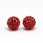 Polymer Clay Rhinestone Beads, Pave Disco Ball Beads, Grade A, Round, PP9, Light Siam, PP9(1.5~1.6mm), 6mm, Hole: 1.2mm(RB-A053-6mm-21)