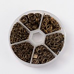 1 Box of Iron Open Jump Rings, Round, Nickel Free, Antique Bronze, 18~21 Gauge, 4~10x0.7~1mm, Inner Diameter: 2.6~8mm, about 1600pcs/box(IFIN-MSMC010-04AB-NF)