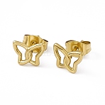 PVD Vacuum Plating 304 Stainless Steel Tiny Hollow Out Butterfly Stud Earrings for Women, Long-Lasting Plated, Golden, 6.5x8mm, Pin: 0.8mm(EJEW-P212-09G)