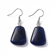 Natural Sodalite Trapezoid Dangle Earrings, Platinum Brass Jewelry for Women, 41mm, Pin: 0.7mm(EJEW-D188-02P-07)