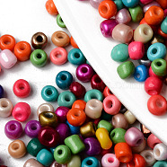 6/0 Glass Seed Beads, Baking Paint, Round Hole, Round, Mixed Color, 6/0, 4~5x2.5~4.5mm, Hole: 1.2mm, about 4500pcs/bag, about 450g/bag(SEED-R051-03C)
