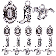 90Pcs 3 Style Tibetan Style Alloy Pendants, Cowboy Boot & Horse & Hat, Antique Silver, 14~22x11~21x2~5mm, Hole: 2~2.5mm, 30pcs/style(FIND-SC0005-88AS)