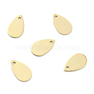 Brass Charms, Teardrop, Real 24K Gold Plated, 10x6x0.5mm, Hole: 1mm(KK-O131-11G)