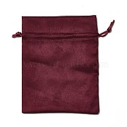 Velvet Cloth Drawstring Bags, Jewelry Bags, Christmas Party Wedding Candy Gift Bags, Rectangle, Dark Red, 16x12cm(TP-G001-01E-07)