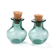 Round Glass Cork Bottles Ornament, Glass Empty Wishing Bottles, DIY Vials for Pendant Decorations, Dark Cyan, 1.8x2.3cm(X-GLAA-D002-03C)