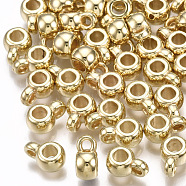 CCB Plastic Tube Bails, Loop Bails, Rondelle, Light Gold, 9x4x6mm, Hole: 1.5mm, Inner Diameter: 3mm(CCB-T006-001KC)