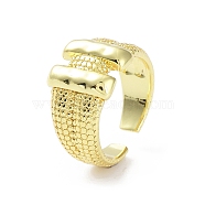 Rectangle Shape Rack Plating Brass Open Cuff Ring for Women, Long-Lasting Plated, Lead Free & Cadmium Free, Real 18K Gold Plated, Inner Diameter: 16.8mm(RJEW-F155-03G)