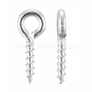 Iron Screw Eye Pin Peg Bails, For Half Drilled Beads, Silver Color Plated, about 10mm long, 4mm wide, 1mm thick, hole: 2mm(E562Y-S)