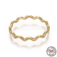 925 Sterling Silver Wavy Rings, with 925 Stamp, Golden, Size 8, 18mm, 2.2mm(STER-D033-03B-G)