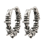 316 Surgical Stainless Steel Hoop Earrings, Antique Silver, 16.5x19x3mm(EJEW-D096-02D-AS)