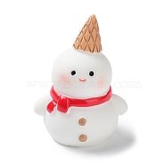 Christmas Themed Resin Snowman Figurine, Micro Landscapes Ornament Accessories, Red, 40x30mm(XMAS-PW0001-091D)